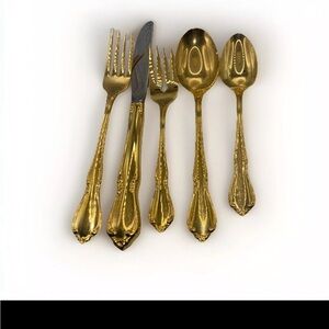 5pc Place Setting Oneidacraft Deluxe Stainless CHATEAU GOLD Electroplate
